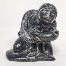 Vintage Signed Carved Stone Eskimo Art