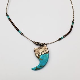 Native American Silver and Turquoise Necklace