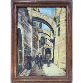 Judaica Large Painting, Oil on Canvas "Jerusalem"