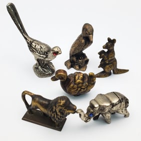 Lot of 6 Miniature Metal Animal Figures
