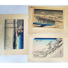 Lot of 3 Antique Japanese Woodblock Prints