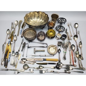 Large Lot of Antique & Vintage Silver-Plated Items