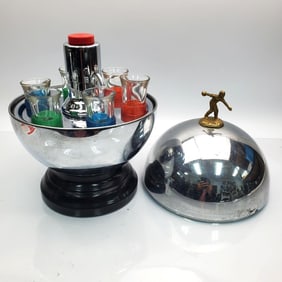 Vintage 1950's Chrome Bowling Trophy w/ Dispenser
