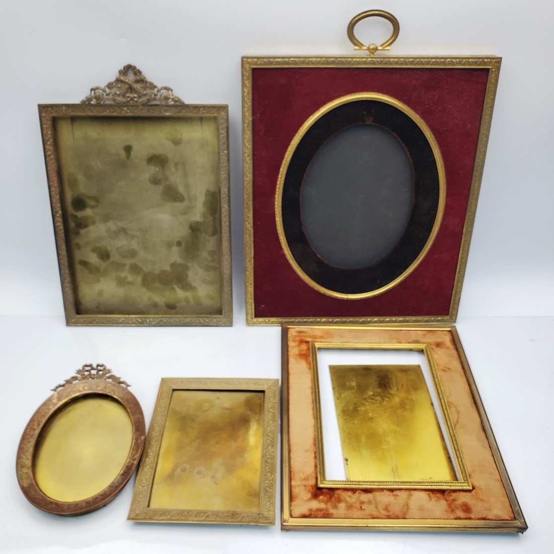Lot of 5 Antique Brass or Bronze Picture Frames (1 of 4)