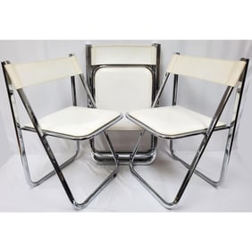 4 MCM Style "Arrben Italy" White Leather Chairs