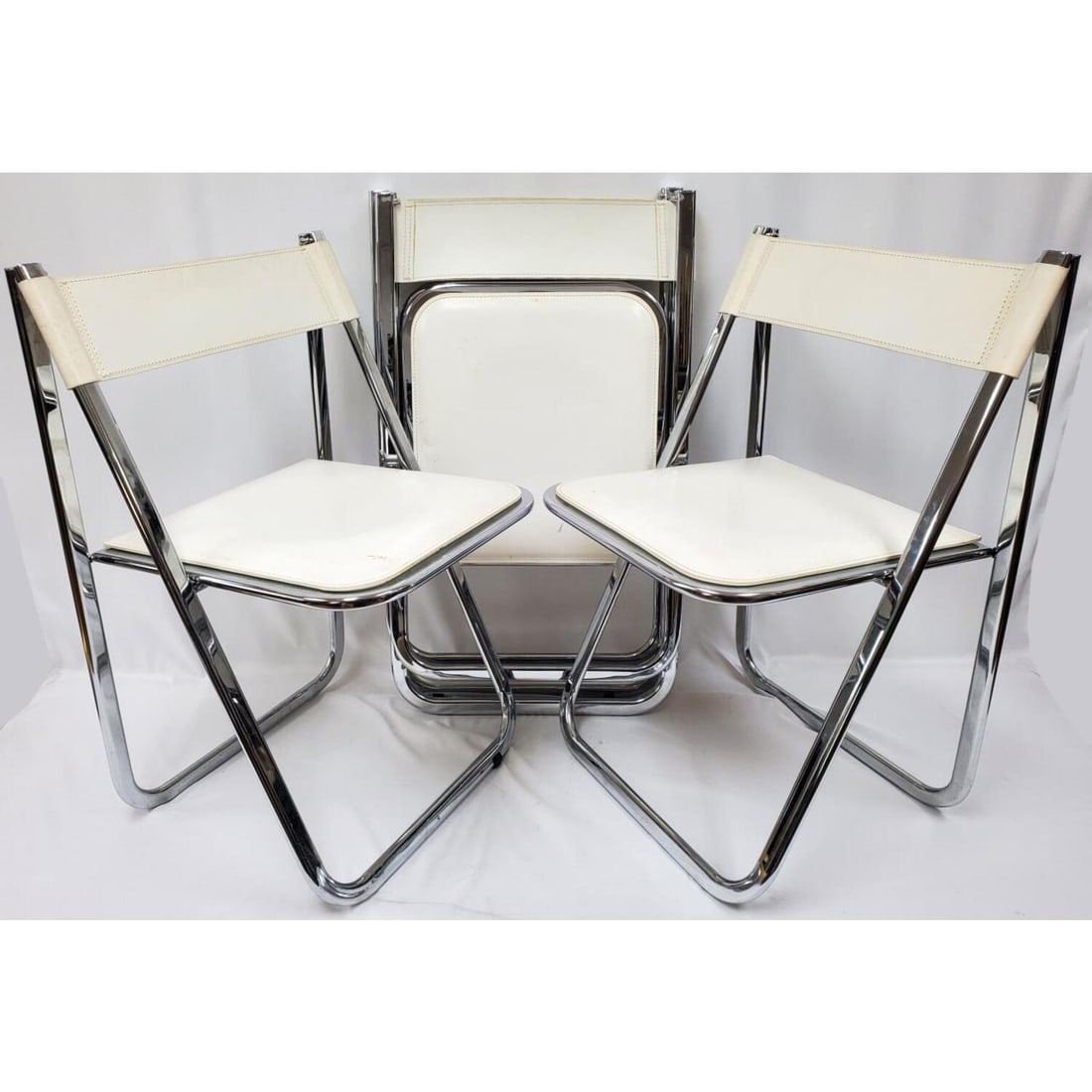 4 MCM Style "Arrben Italy" White Leather Chairs (1 of 5)