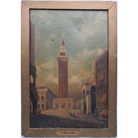 P. Monilla Antique 19th C. Painting, Oil on Canvas