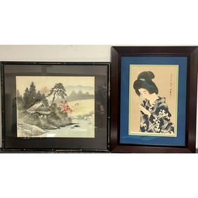 Lot of 2 Chinese or Japanese Watercolor Paintings