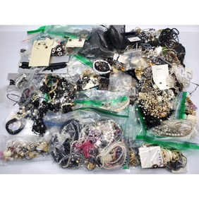Bag Lot of Jewelry Including Some Silver Mounted