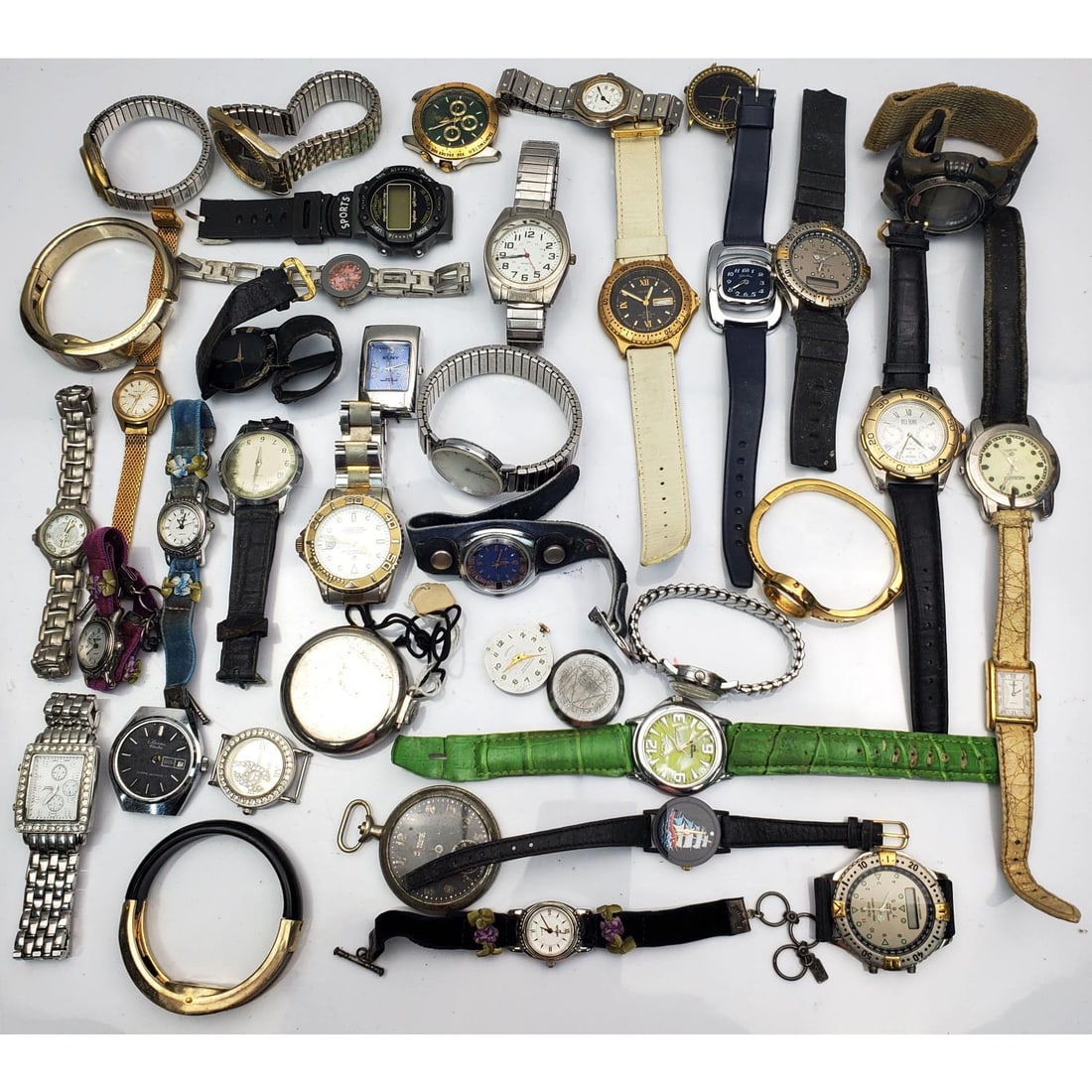Bag Lot of Old & Vintage Watches: Bag Lot of Old & Vintage Watches. Condition: Sold As Is. Please Note- We Do Not Guarantee the Authenticity, Workability, or Mechanism of Any Used Watches. Dimensions: Various Sizes. Provenance: From a