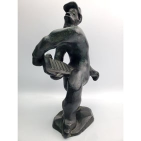 Unusual Old Bronze Figure of a African Musician