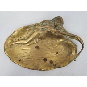 Art Nouveau Bronze Tray w/ Nymph in Water