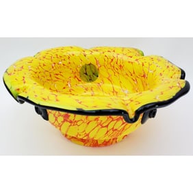 Bohemian Art Deco Bowl w/ Applied Decorations