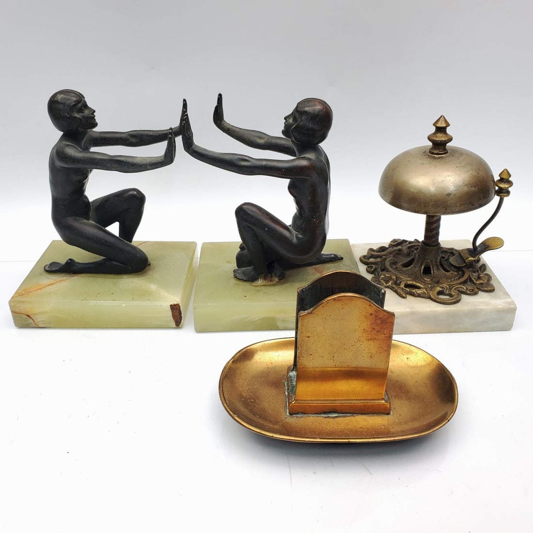 Box Lot of 4 Items Including a Pair of Bookends (1 of 2)