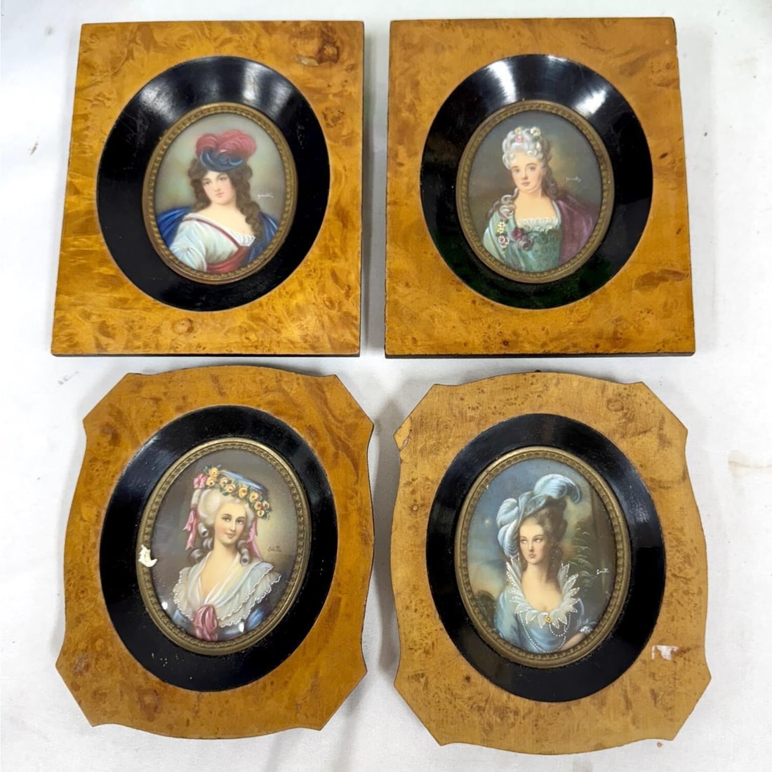 4 Antique Signed Hand-Painted Portrait Miniatures (1 of 5)
