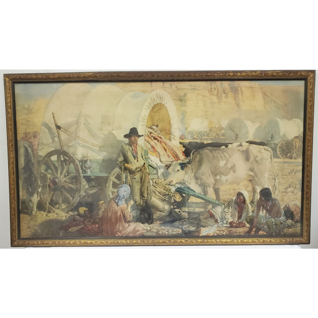 Large Old Signed Print in Original Frame (1 of 6)