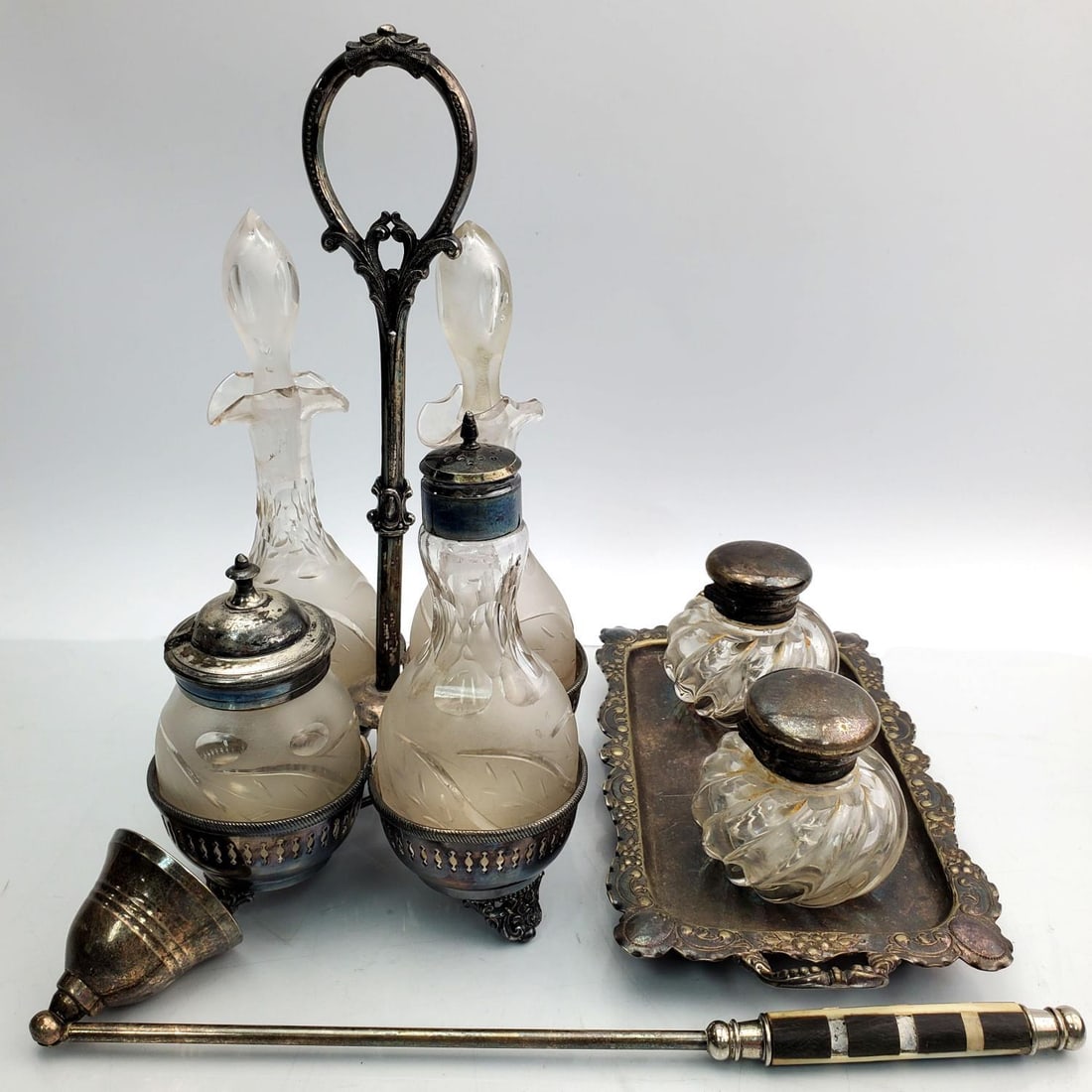 Antique Lot of English Silver-Plated & Glass Items (1 of 4)