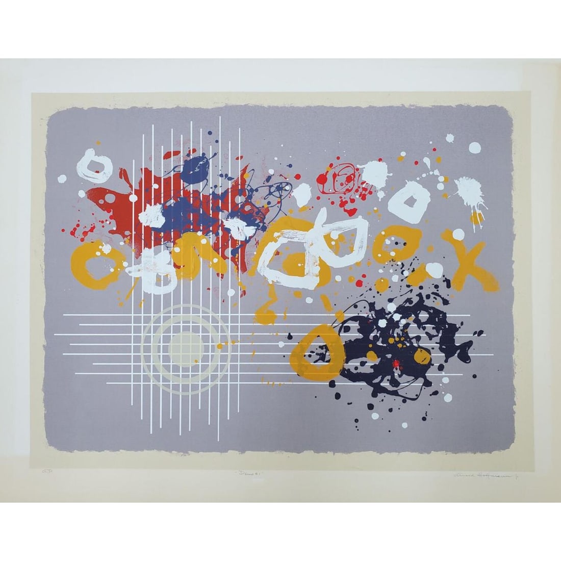 Arnold Hoffman Jr, American (1915-1991) Silkscreen: Arnold Hoffman Jr, American (1915-1991) Silkscreen on Paper. Pencil Signed Lower Right, Marked A.P. on Lower Left & Titled "Demo #1". Unframed. Condition: Generally Very Good w/ Some Discoloration at