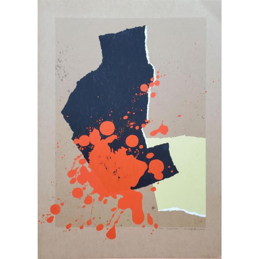 Arnold Hoffman Jr, American (1915-1991) Silkscreen: Arnold Hoffman Jr, American (1915-1991) Silkscreen on Cardboard. Pencil Signed Lower Right, Numbered 39/45 & Titled "Demo #II". Unframed. Condition: Generally Very Good w/ Minor Crease on Top Right Co