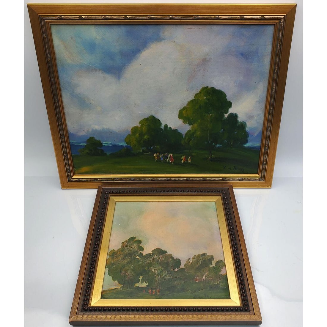 2 Signed Old Painting Oil on Board c.1920's (1 of 5)