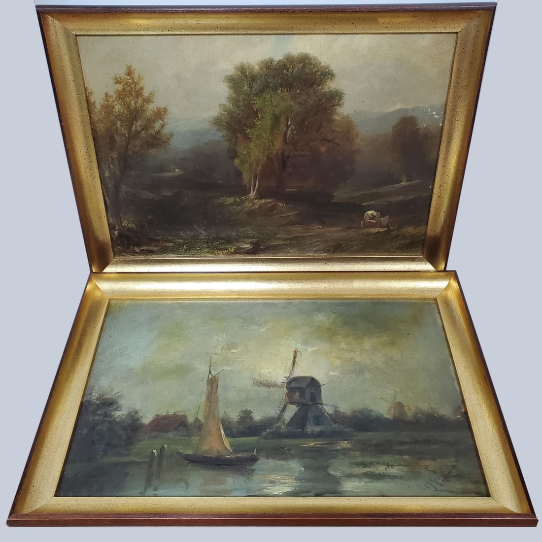 Set of 2 Antique Continental Paintings (1 of 7)