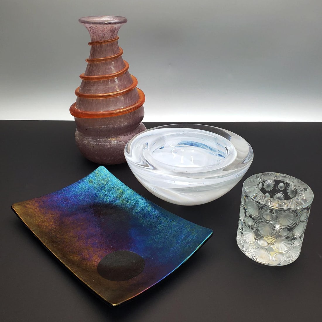 Lot of 4 Vintage Art Glass Items Including Lalique (1 of 6)