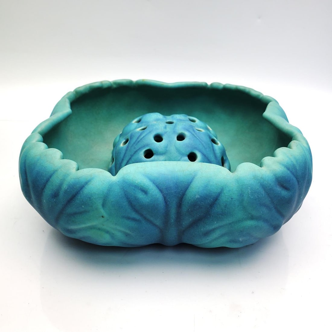 Antique Van Briggle Pottery Bowl w/ Flower Frog (1 of 5)