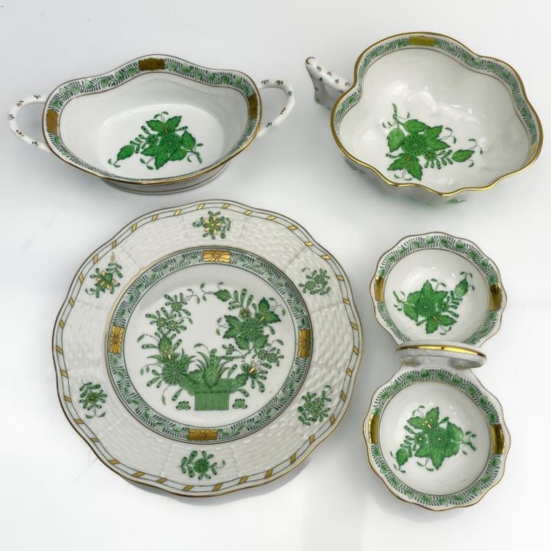 Lot of 4 Herend "Chinese Bouquet Green" Items (1 of 7)