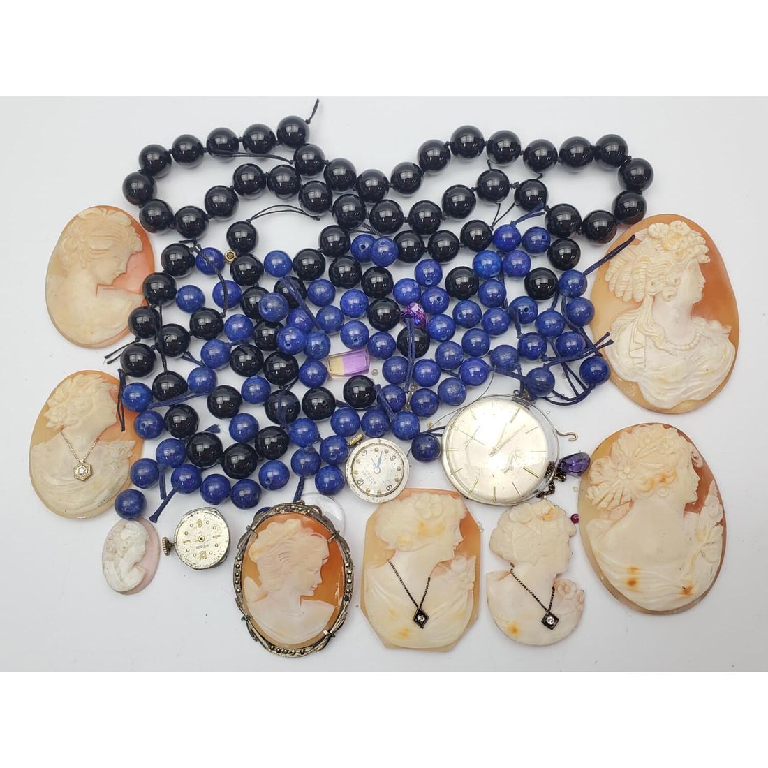 Large Group Lot of Items; Beads, Cameo & Watch (1 of 3)