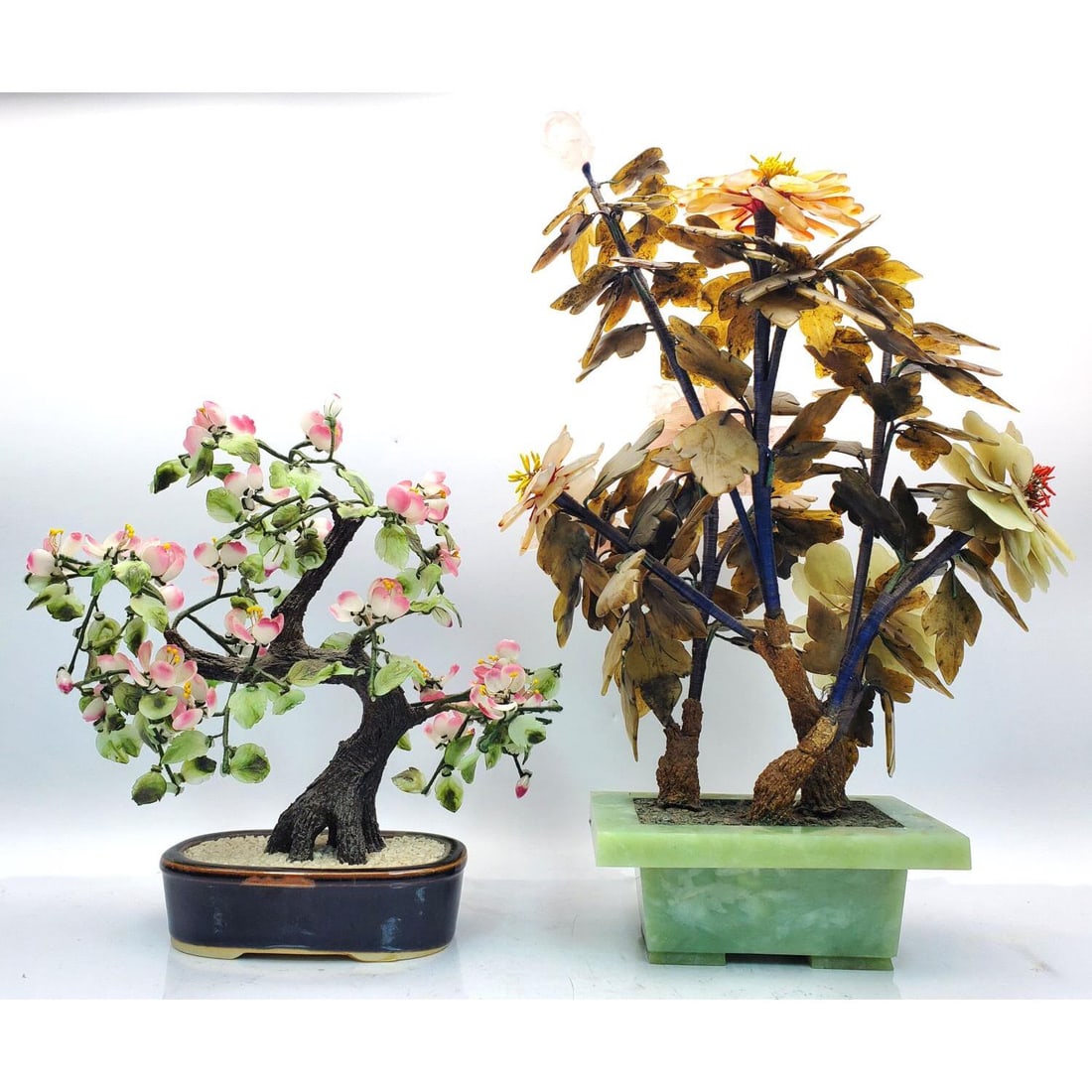 2 Chinese Jade, Quartz & Carved Hard Stone Figures (1 of 6)