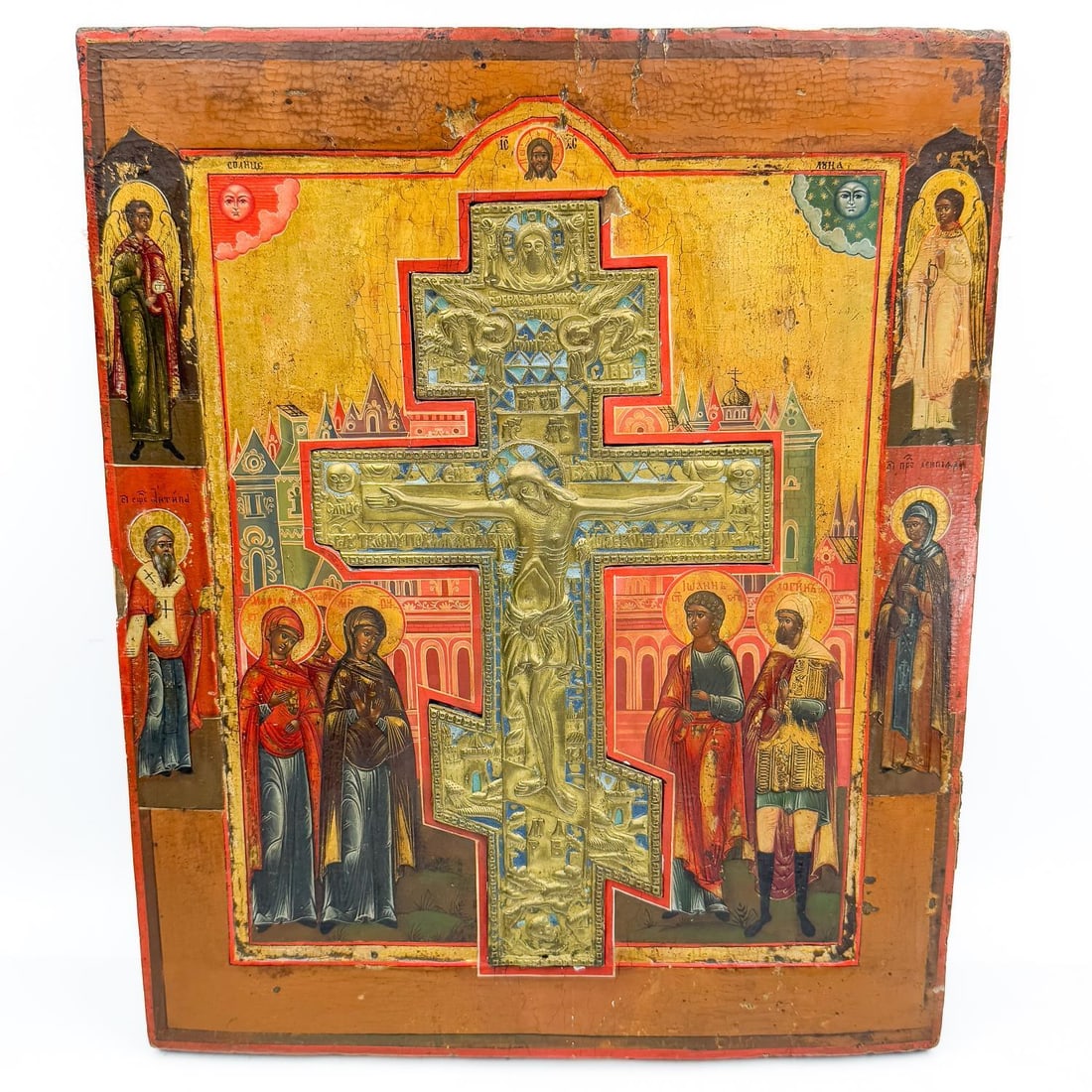 Large Antique Russian Wooden "Staurothek" Icon (1 of 6)
