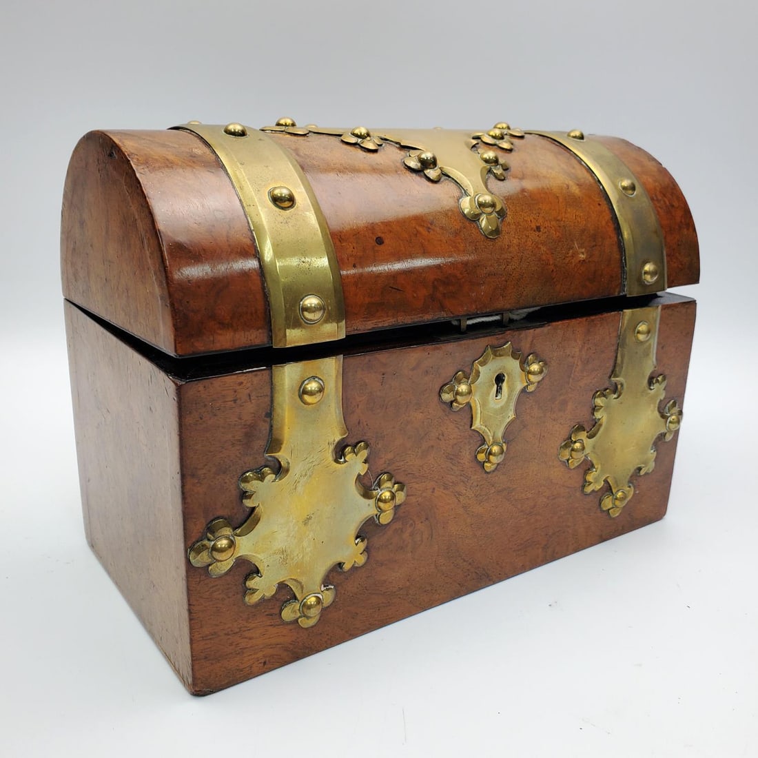 Antique 19th Century Tea Caddy w/ Brass Mounts (1 of 4)