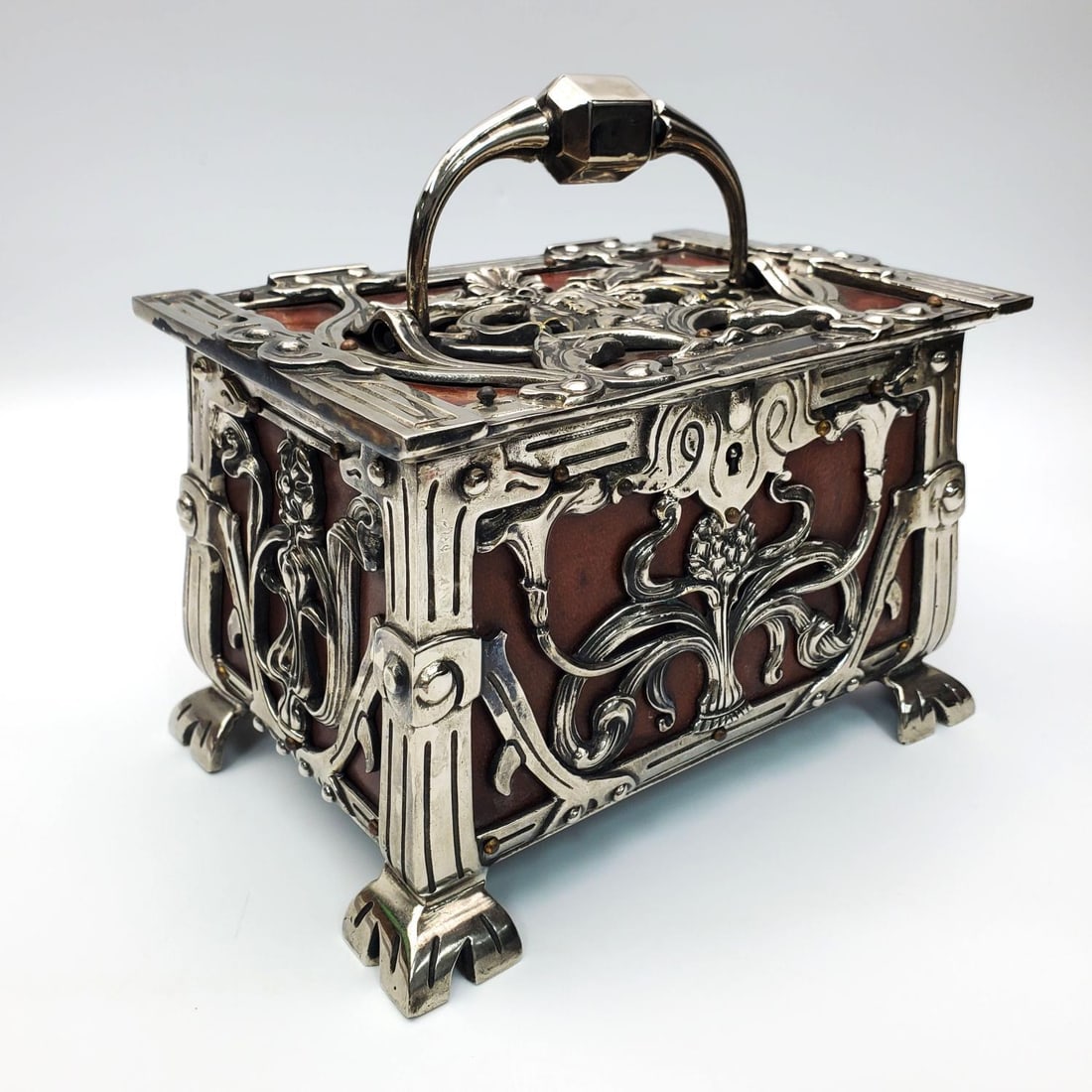 Antique Art Nouveau Style Silver Plated Casket (1 of 6)