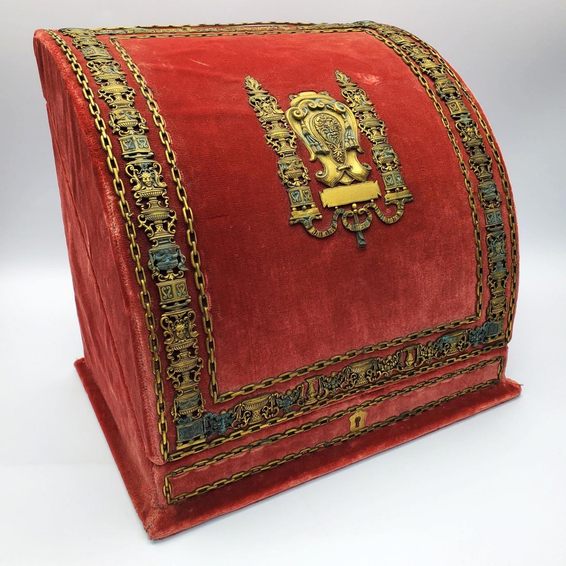 Antique Velvet & Bronze Decorated Letterbox (1 of 6)