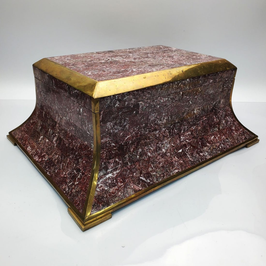 Maitland Smith Tessellated Rouge Marble Footed Box (1 of 6)