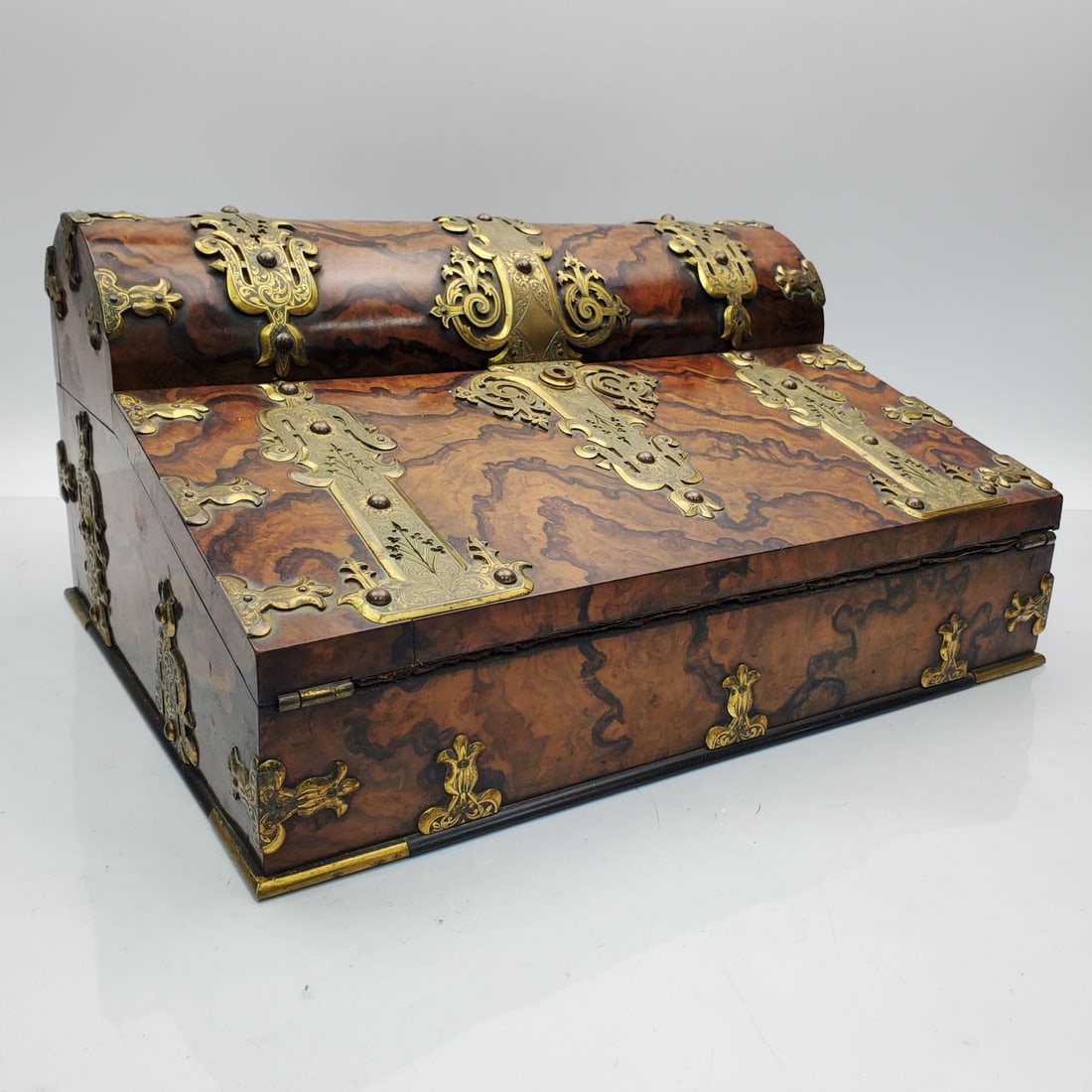 Antique English Burr Walnut Travel Lap Desk (1 of 7)