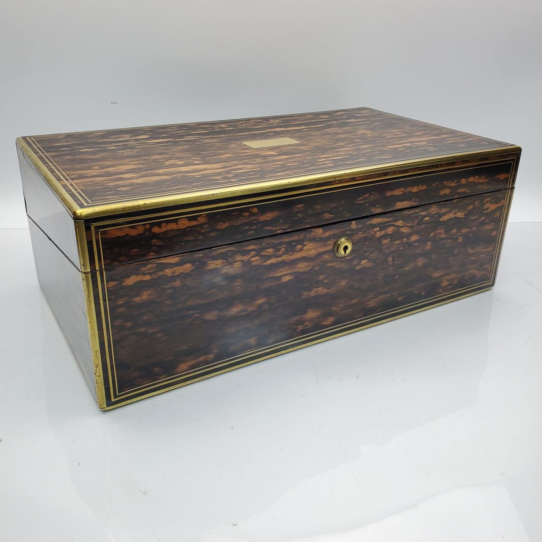 Antique English Lund Coromandel Wood Writing Box (1 of 10)