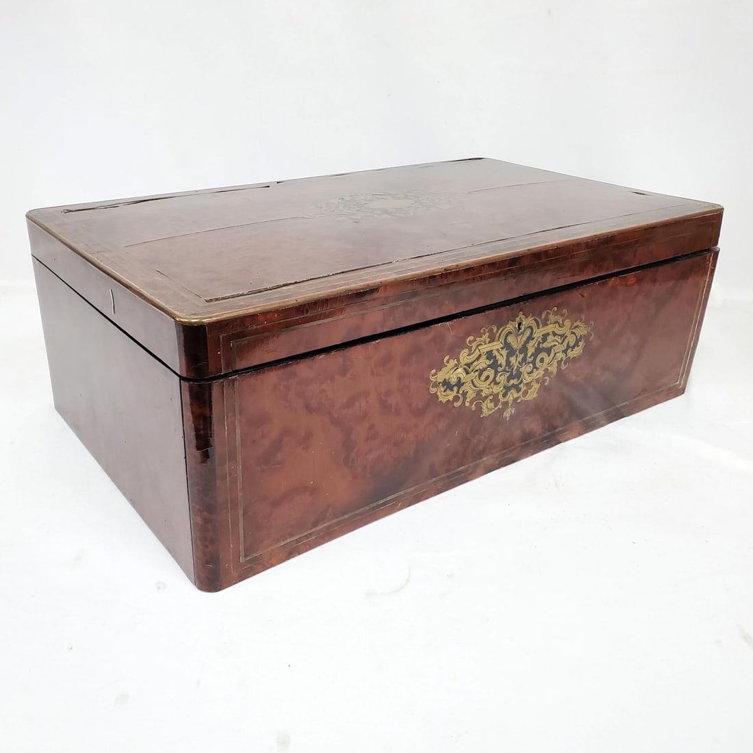 19th C. English Mahogany Military Travel Box: Antique 19th Century English Mahogany Military Travel Box. Does Come w/ Key. Condition: Generally Very Good. Dimensions: L-24.5" x 14.75" x H-9". Provenance: From the Estate of an Important Private Lo