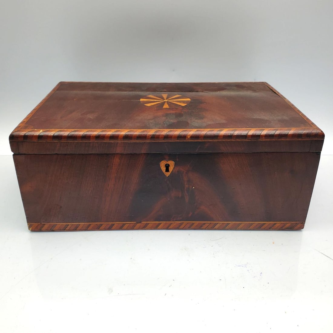Antique 19th C. English Wooden Box w/ Wooden Inlay (1 of 6)
