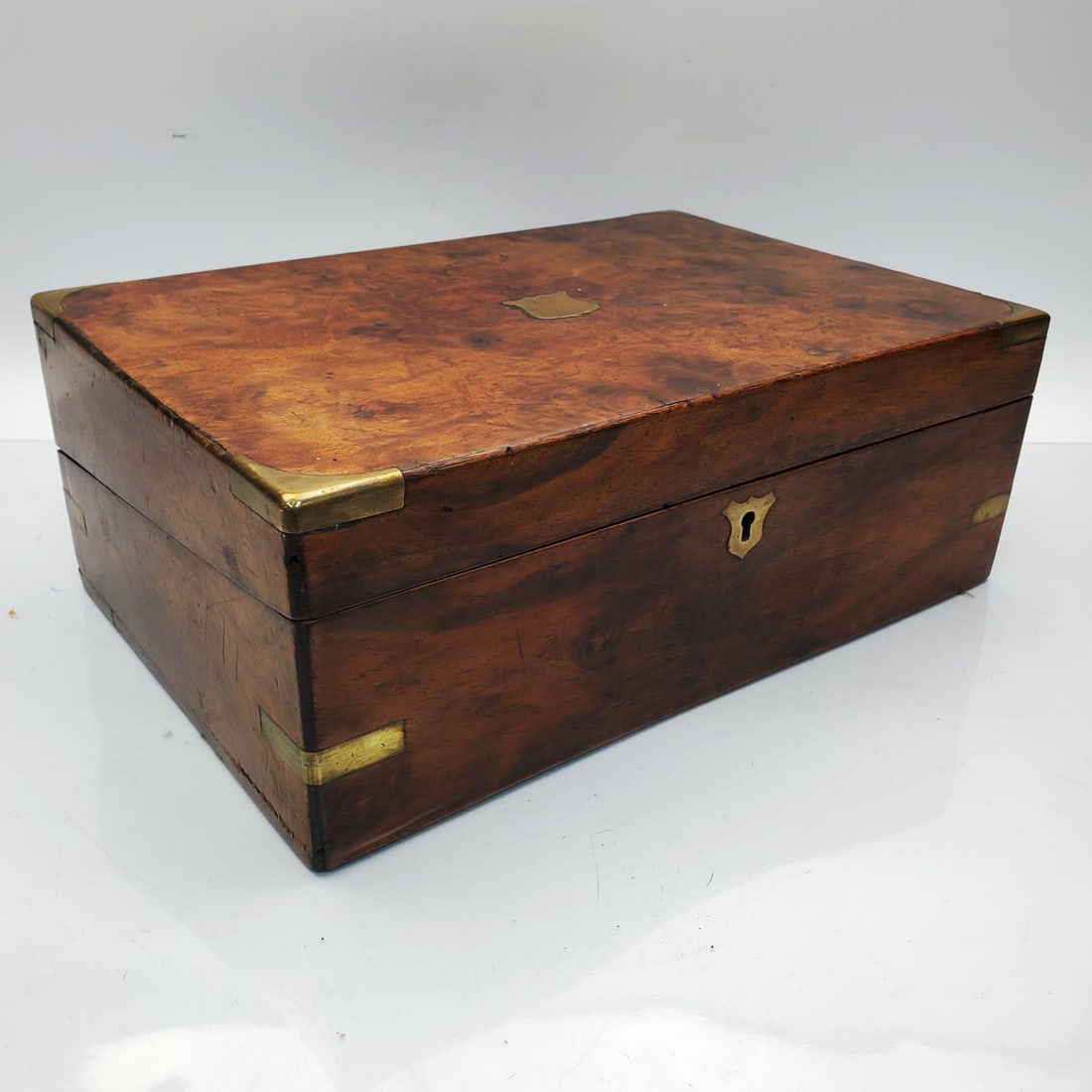 Antique English Burr Walnut Travel Writing Box (1 of 7)