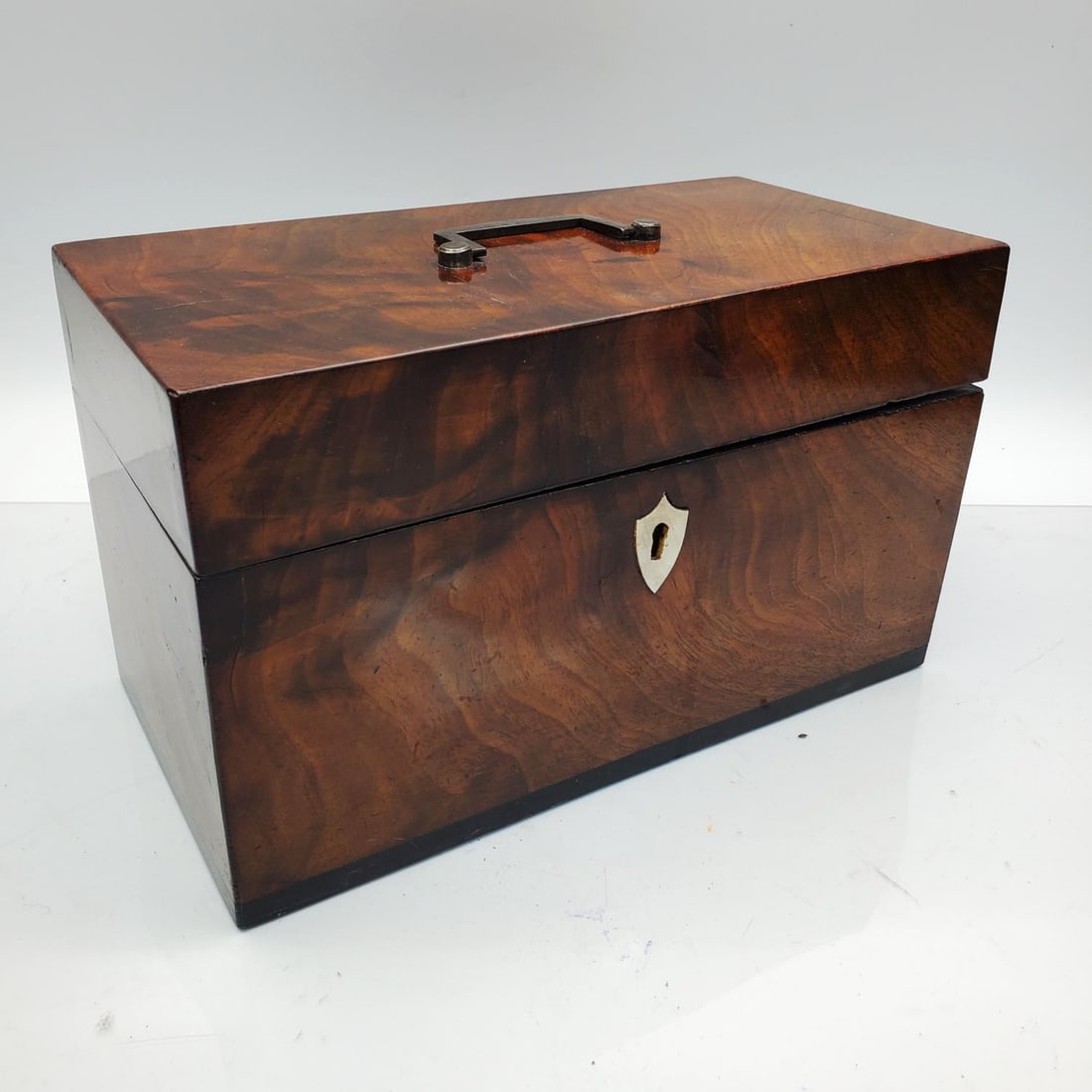 Antique English Wood Tea Caddy w/ 2 Glass Jars (1 of 5)