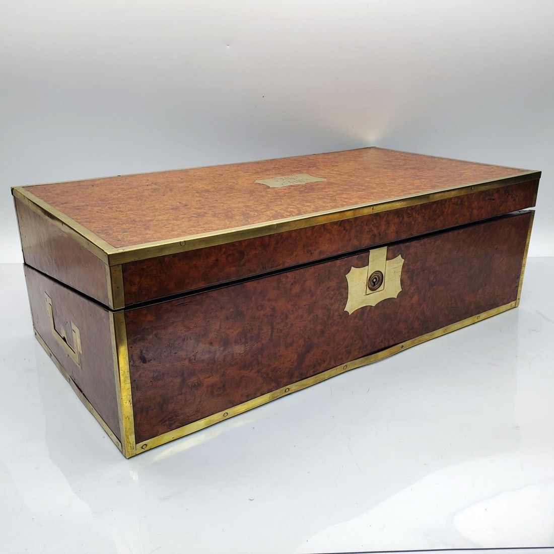 Antique English Burr Walnut Travel Writing Box (1 of 10)