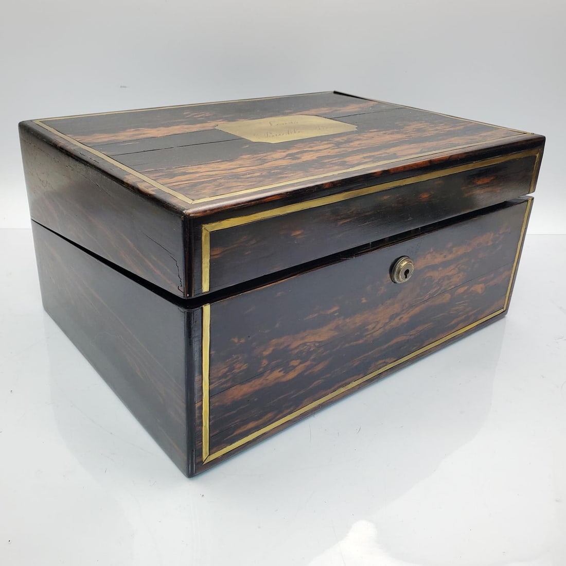 Antique English Coromandel Wood Travel Writing Box (1 of 8)