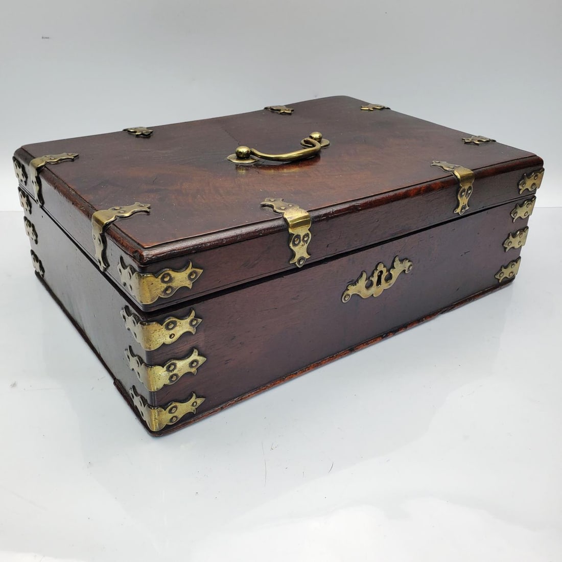 Antique 19th C. English Wooden Box w/ Brass Mounts (1 of 5)