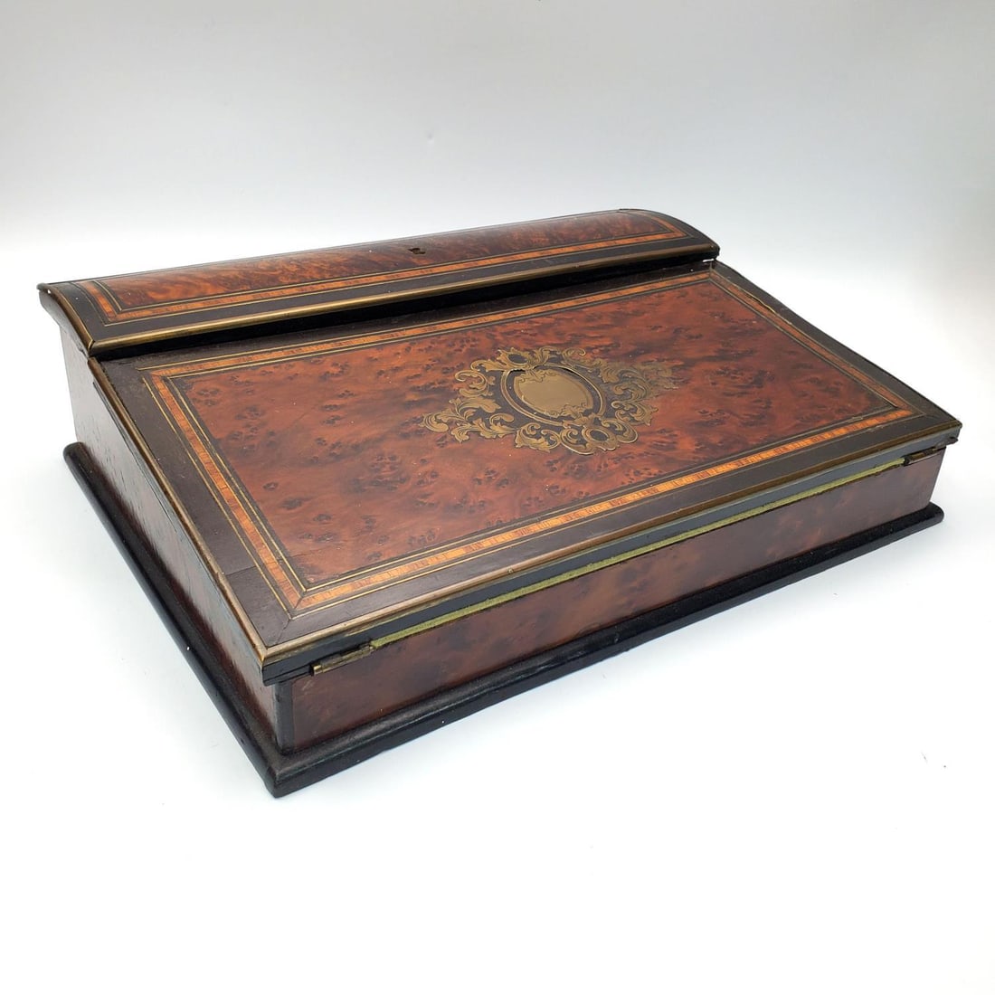Antique English Burr Walnut Travel Writing Box (1 of 6)