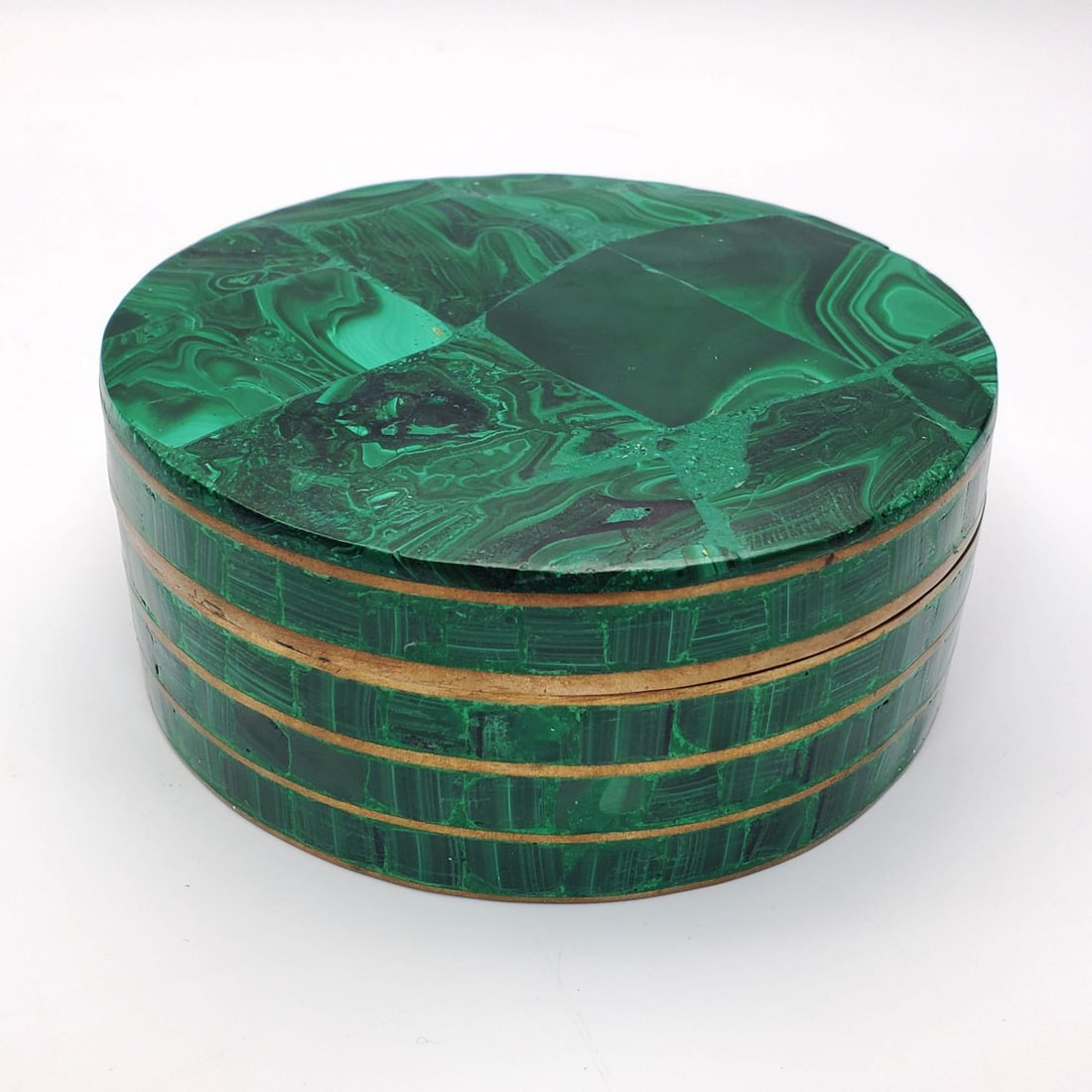 Malachite & Brass Round Box (1 of 2)