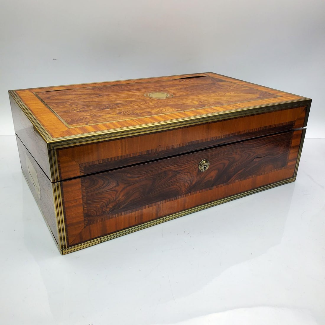 Antique English Rosewood Travel Lap Desk w/ Brass (1 of 11)