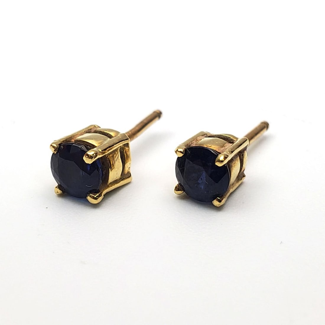 18K Gold & Probably Sapphire Stud Earrings (1 of 2)