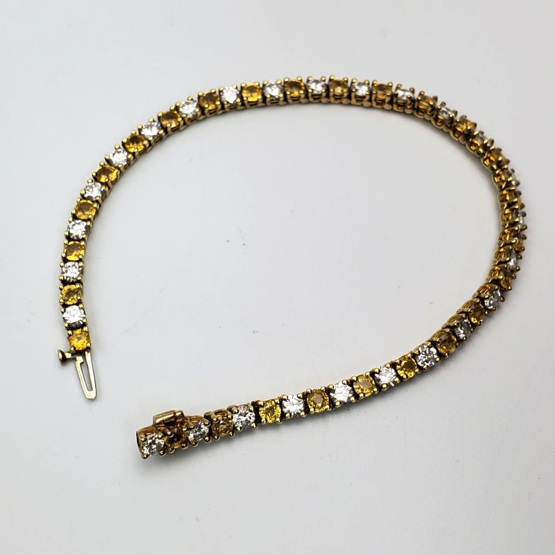 18K Gold, Diamond & Topaz Tennis Bracelet (1 of 3)