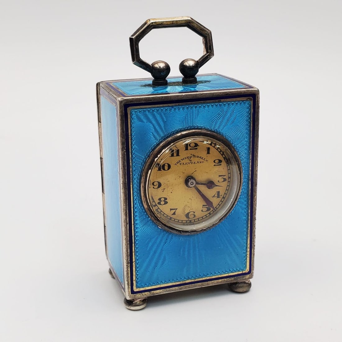 Rare Miniature Sterling Silver and Enamel Clock (1 of 3)